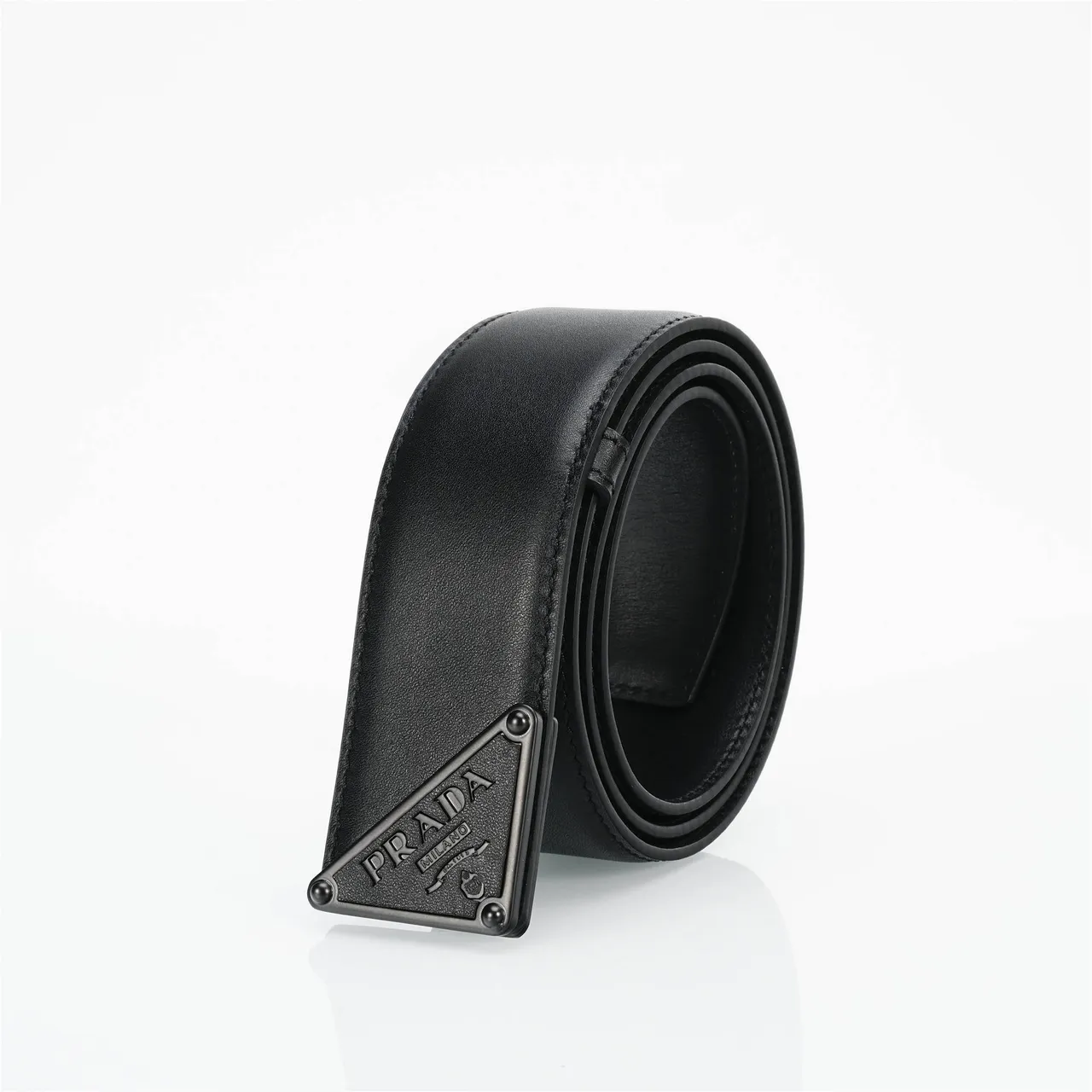 Prada Triangle Belt Black Leather Belt 6