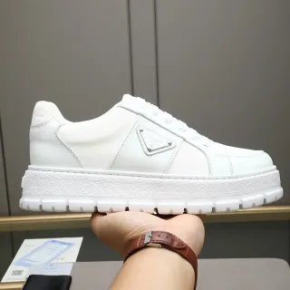 Prada White Low-Top Platform Sole Lifestyle Sneakers