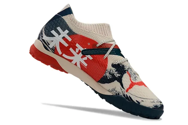 Puma Chaussures Beige Navy Upper Tricot Vagues et Montagnes Impression Graphique 2