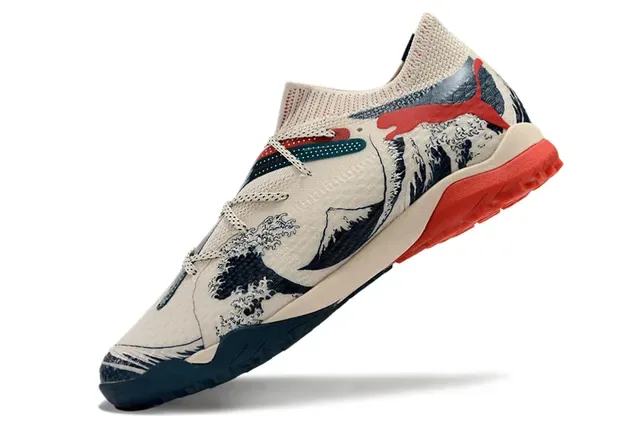 Puma Chaussures Beige Navy Upper Tricot Vagues et Montagnes Impression Graphique 3