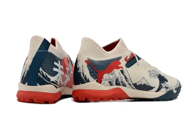 Puma Chaussures Beige Navy Upper Tricot Vagues et Montagnes Impression Graphique 5