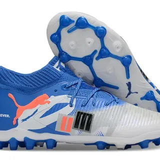 Puma Future Z 蓝色橙色针织 高帮领 不对称系带 人工草地足球鞋