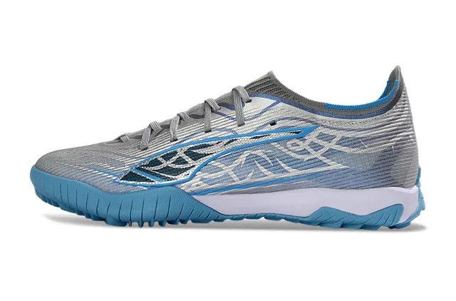 Puma Future Z Tênis de futebol cinza azul com upper de malha, overlay de onda assimétrica para turf 7