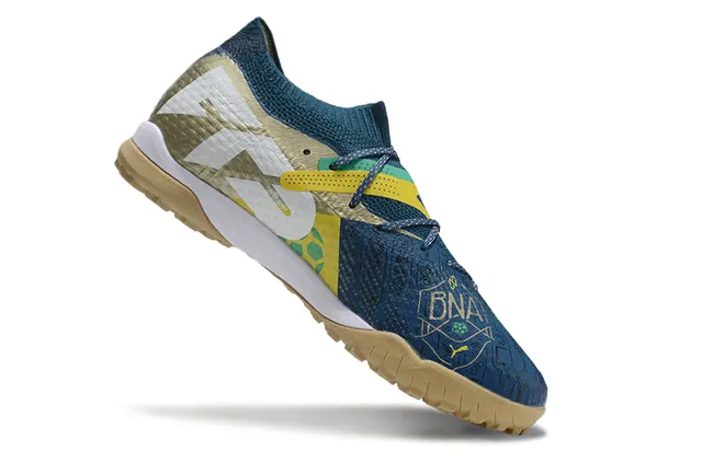 Puma Future Z أزرق بحري ذهبي كولار جورب منسوج غير متماثل لاس كاج تيرف أحذية كرة القدم 2
