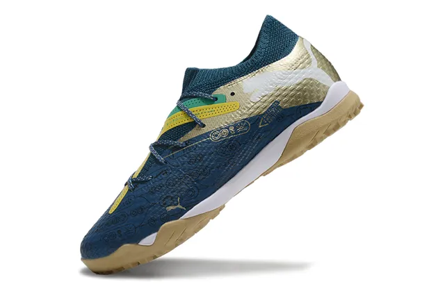 Puma Future Z أزرق بحري ذهبي كولار جورب منسوج غير متماثل لاس كاج تيرف أحذية كرة القدم 3