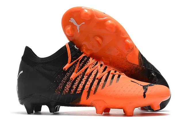 Puma Future Z কমলা সোনালি ক্রিটেড আপার অ্যাসিমেট্রিক্যাল লেসিং দৃঢ় মাটি ফুটবল জুতা 2