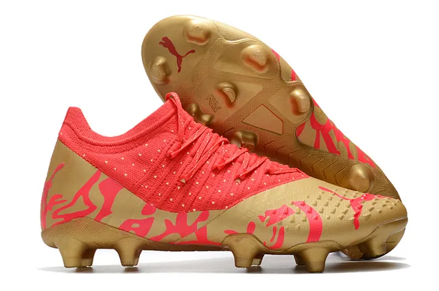 Puma Future Z কমলা সোনালি ক্রিটেড আপার অ্যাসিমেট্রিক্যাল লেসিং দৃঢ় মাটি ফুটবল জুতা 10
