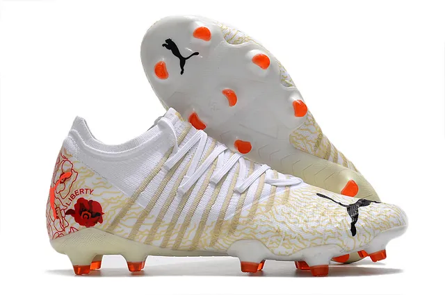 Puma Future Z কমলা সোনালি ক্রিটেড আপার অ্যাসিমেট্রিক্যাল লেসিং দৃঢ় মাটি ফুটবল জুতা 14