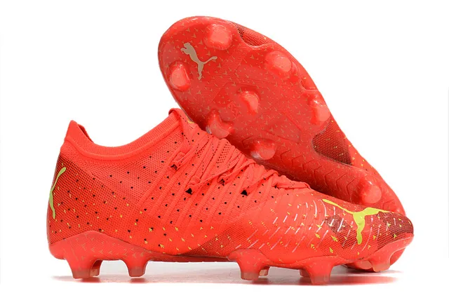 Puma Future Z কমলা সোনালি ক্রিটেড আপার অ্যাসিমেট্রিক্যাল লেসিং দৃঢ় মাটি ফুটবল জুতা 23