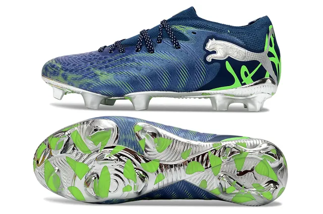 Puma 海军绿 低帮 针织领 波浪图案 鞋面 人工草地足球鞋 6