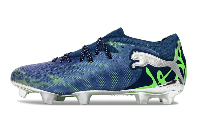 Puma 海军绿 低帮 针织领 波浪图案 鞋面 人工草地足球鞋 7