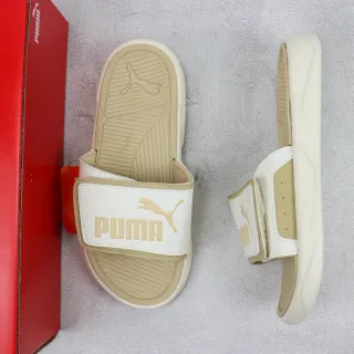 白色和米色 Puma Slide 拖鞋