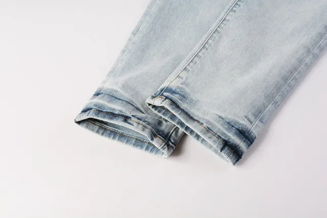 Purple Brand jeans denim azul preto lavado claro impressão gráfica assimétrica 3