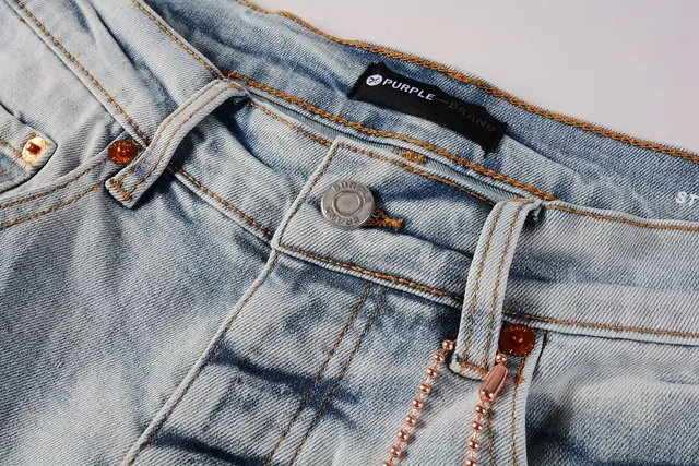 Purple Brand jeans denim azul preto lavado claro impressão gráfica assimétrica 11