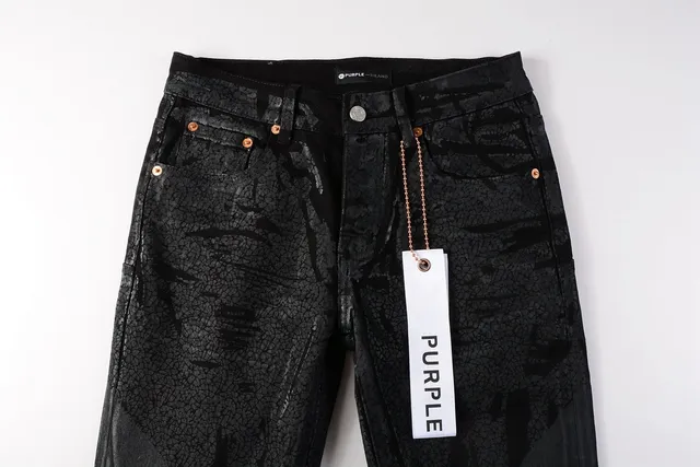 بناطرق جينز أسود سلايم فت بطبعة كراكل من Purple Brand 15