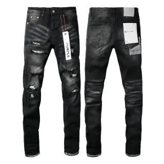 Purple Brand Jeans rasgados pretos lavados desgastados