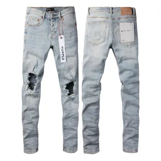 Purple Brand Calça jeans lavagem leve distressed slim fit