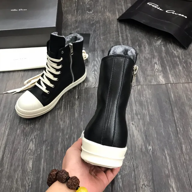 Rick Owens Geobasket 黑色和白色平台踝靴 2