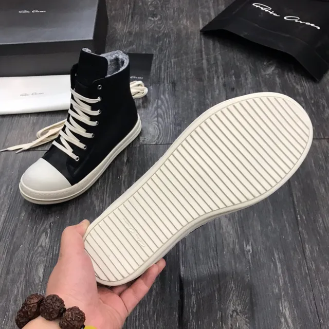 Rick Owens Geobasket 黑色和白色平台踝靴 3