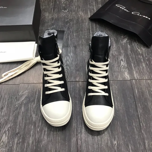 Rick Owens Geobasket 黑色和白色平台踝靴 5