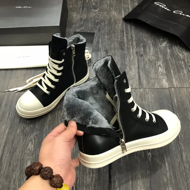 Rick Owens Geobasket 黑色和白色平台踝靴 7