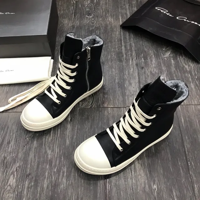 Rick Owens Geobasket 黑色和白色平台踝靴 8