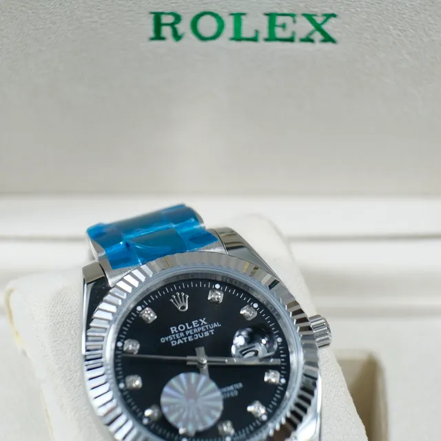 Rolex Oyster Perpetual Datejust وجه أسود علامات الساعات الماسية ساعة ميكانيكية 3