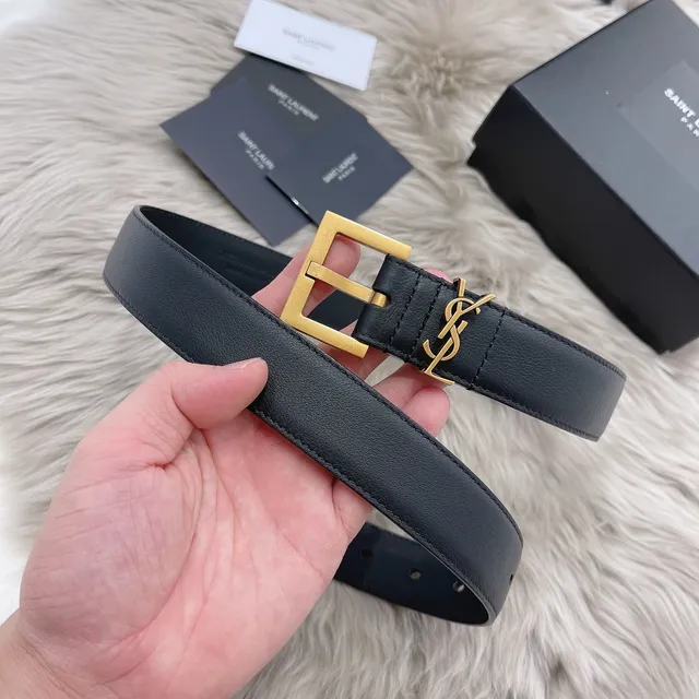 Saint Laurent 经典印花黑色皮革腰带 2