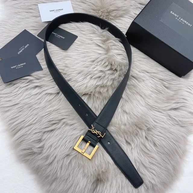 Saint Laurent 经典印花黑色皮革腰带 3
