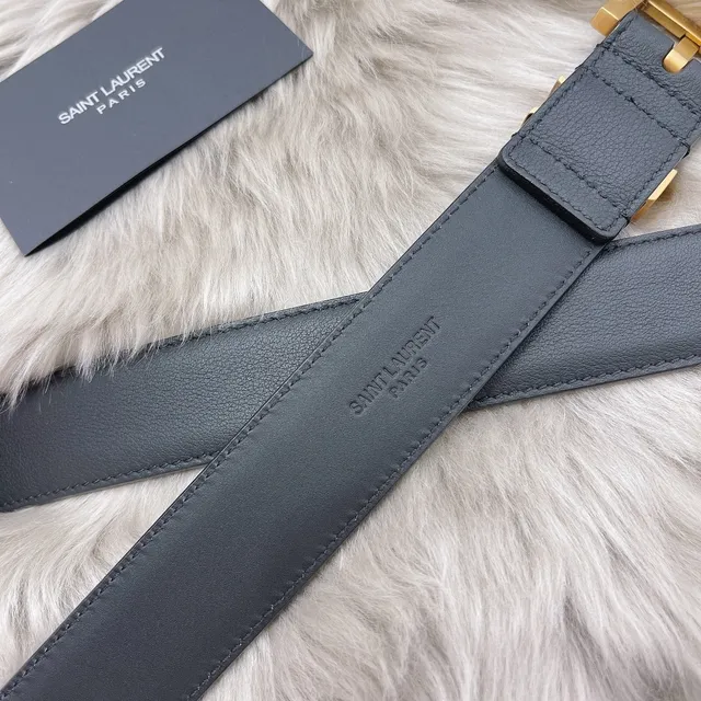 Saint Laurent 经典印花黑色皮革腰带 5