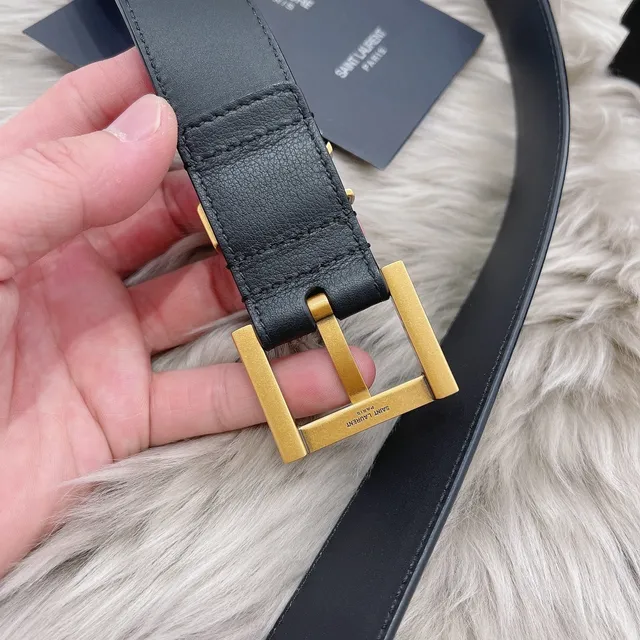 Saint Laurent 经典印花黑色皮革腰带 6