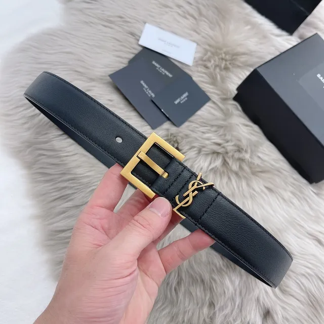 Saint Laurent 经典印花黑色皮革腰带 8