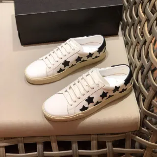 Saint Laurent Classic Star White Black चमड़ी की ऊपरी सतह पर एप्लिके लाइफस्टाइल स्नीकर
