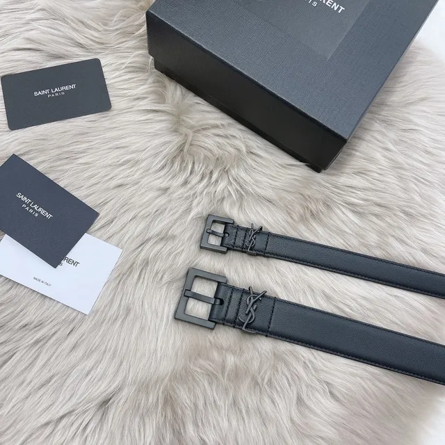 Saint Laurent Monogram 黑色皮革腰带 4