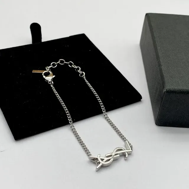 Saint Laurent Monogram সিলভার-টোন চেইন নেকলেস 3