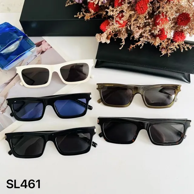 Saint Laurent आयताकार कछुए के खोल वाले टेम्पल धूपचश्मा 4