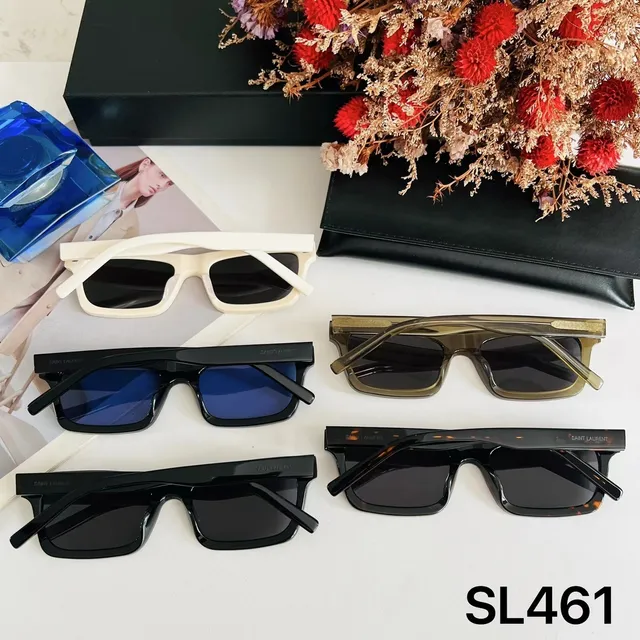 Saint Laurent आयताकार कछुए के खोल वाले टेम्पल धूपचश्मा 5