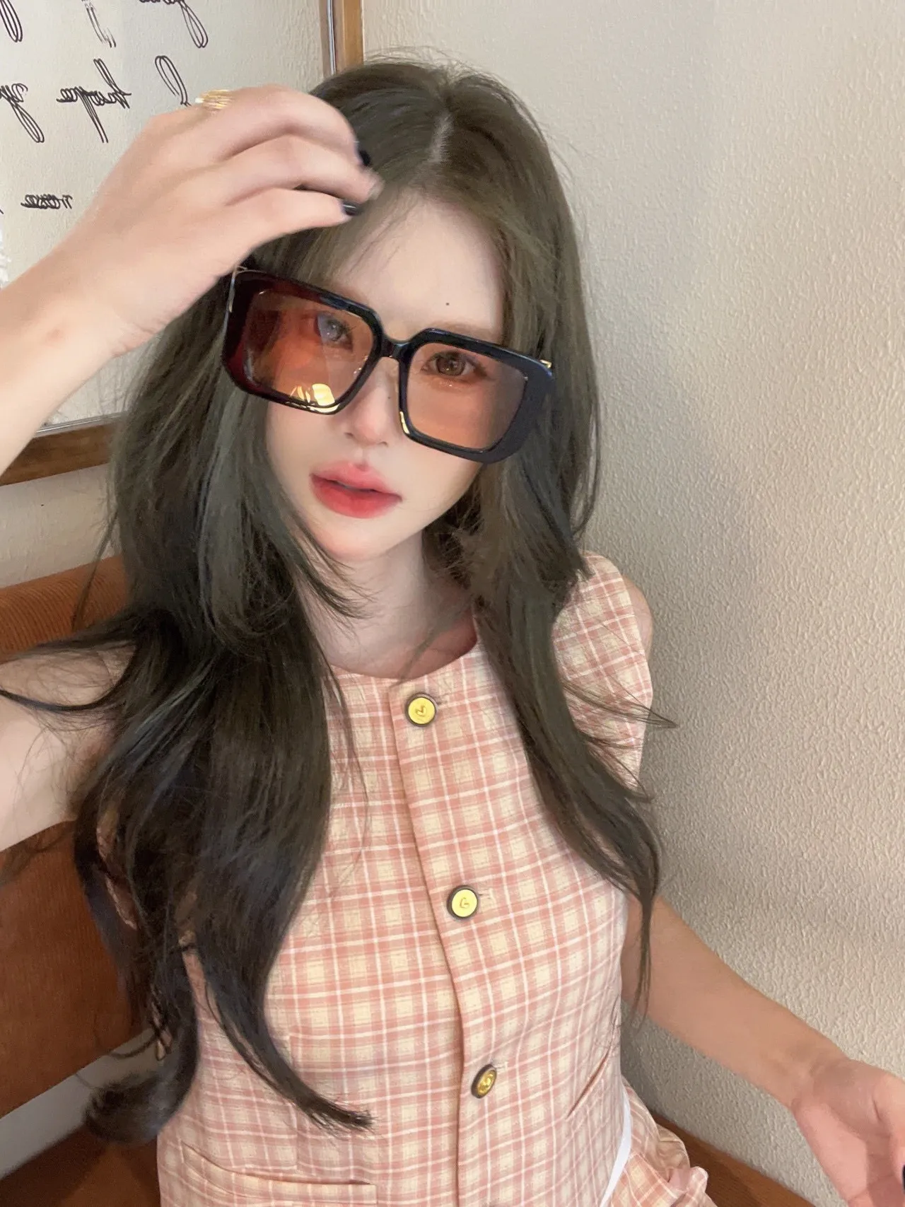 Saint Laurent Blanco Dorado Marco Cuadrado Oversize Acetato Lentes de Sol 2