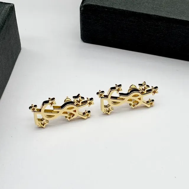 Saint Laurent YSL Stars Brincos com Estrelas de Tom Dourado 5