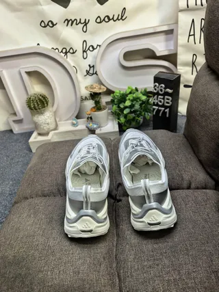 Salomon Plata Blanca Malla Multicapa Y Superior Sintético TPU Cage Overlay Zapatillas Chunky 8