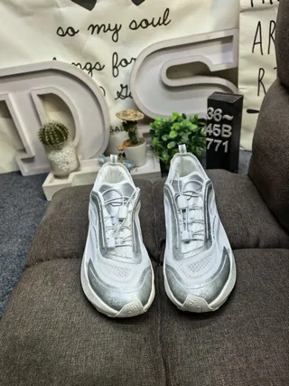Salomon Plata Blanca Malla Multicapa Y Superior Sintético TPU Cage Overlay Zapatillas Chunky 10