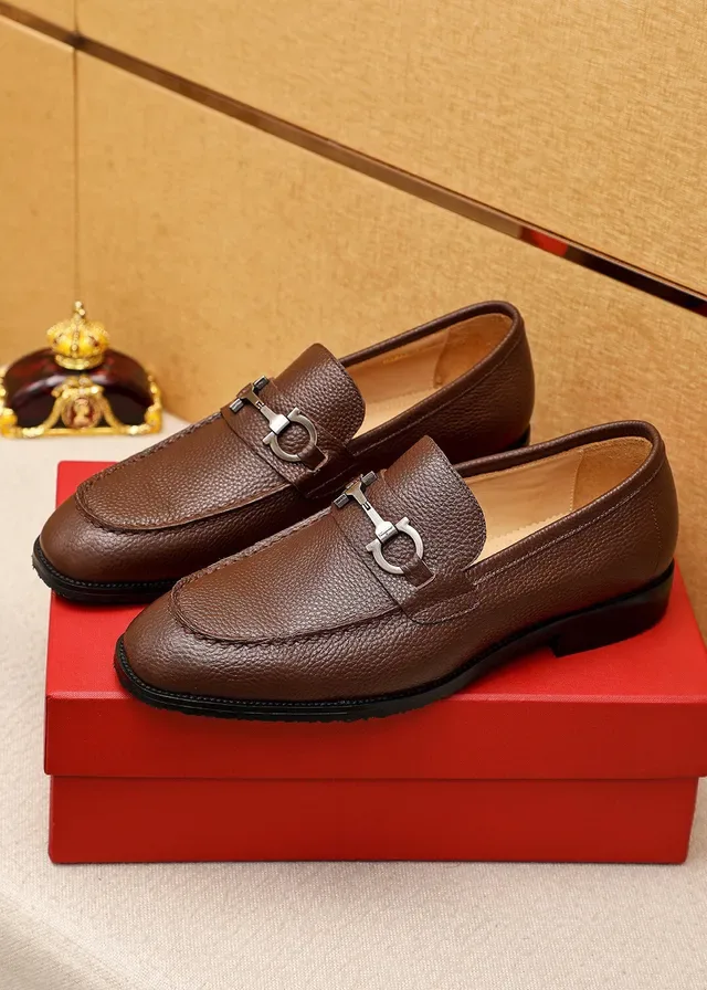 Salvatore Ferragamo Gancini Mocassin Marron Cuir Pebbled Boucle Horsebit Mocassins 2