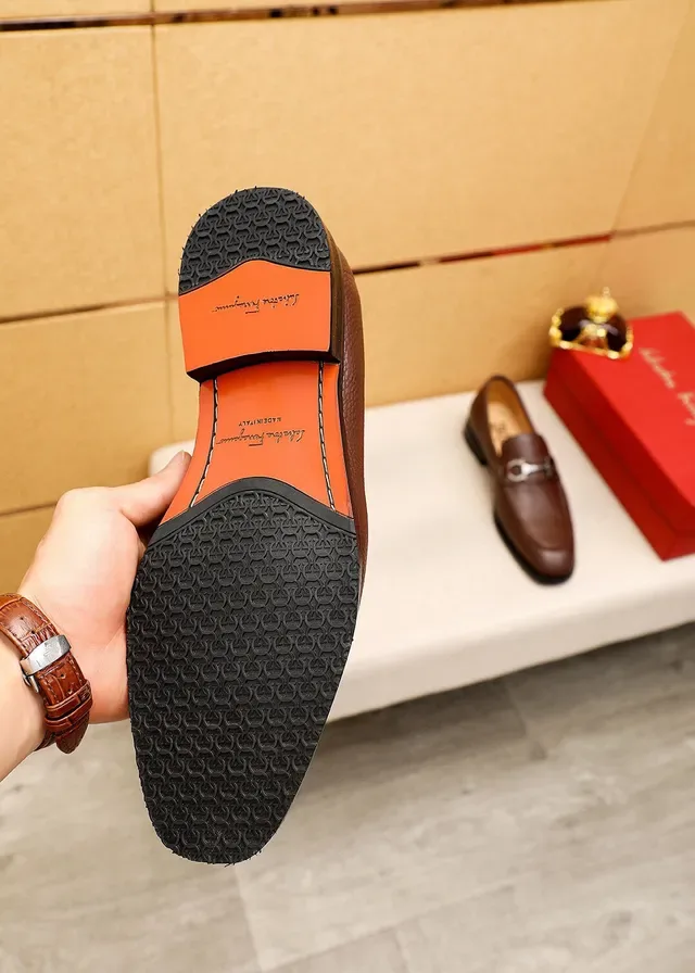 Salvatore Ferragamo Gancini Mocassin Marron Cuir Pebbled Boucle Horsebit Mocassins 9