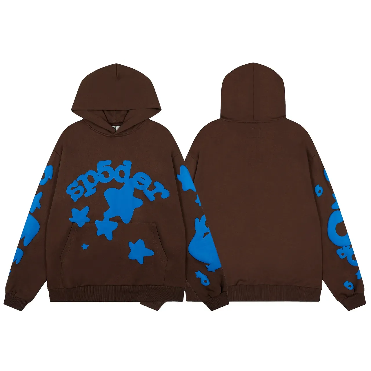 Sp5der Brown Blue Oversized Fit Screen-Printed Graphics Tracksuit 6