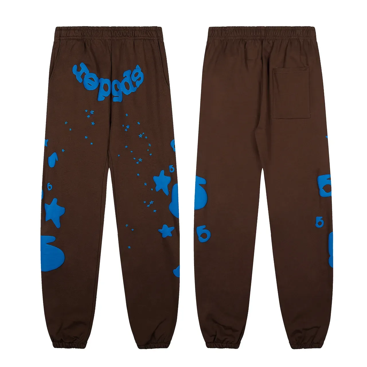 Sp5der Brown Blue Oversized Fit Screen-Printed Graphics Tracksuit 7