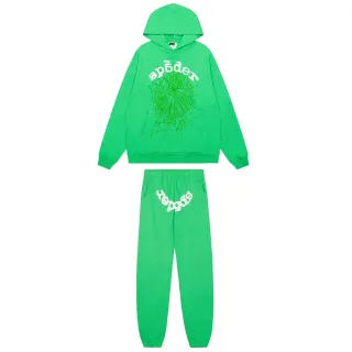 Sp5der Spiderweb Print Green Tracksuit
