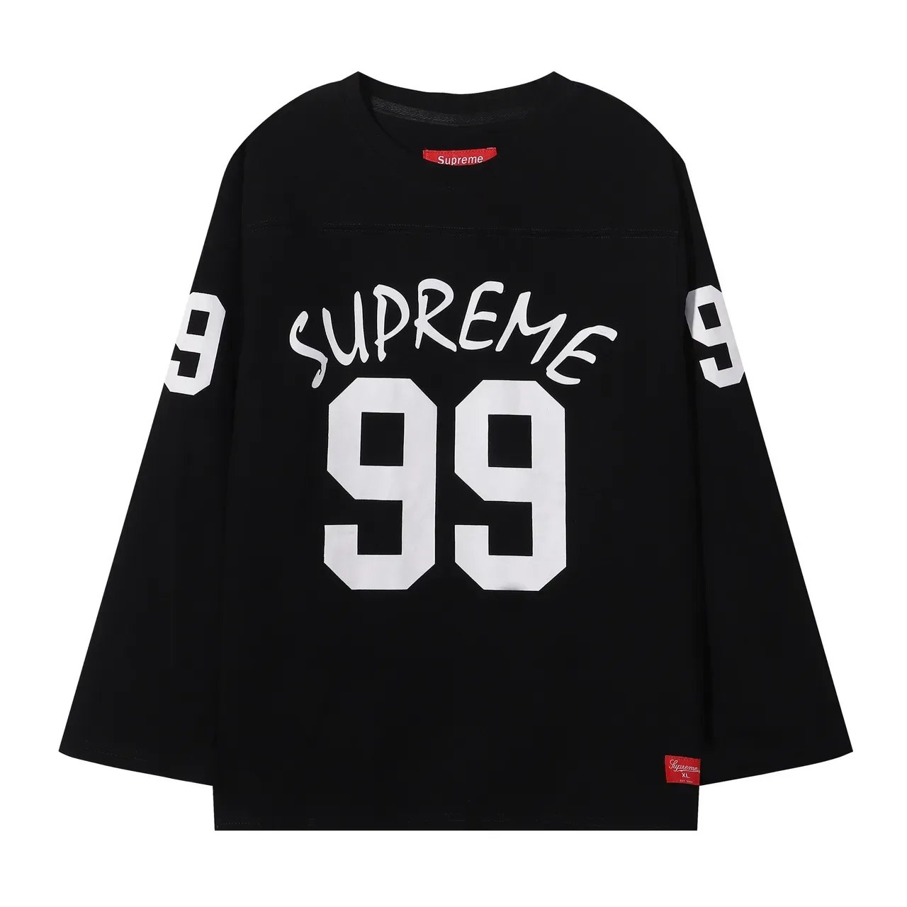 Supreme 99 Jersey de manga comprida gola redonda branco marinho 3