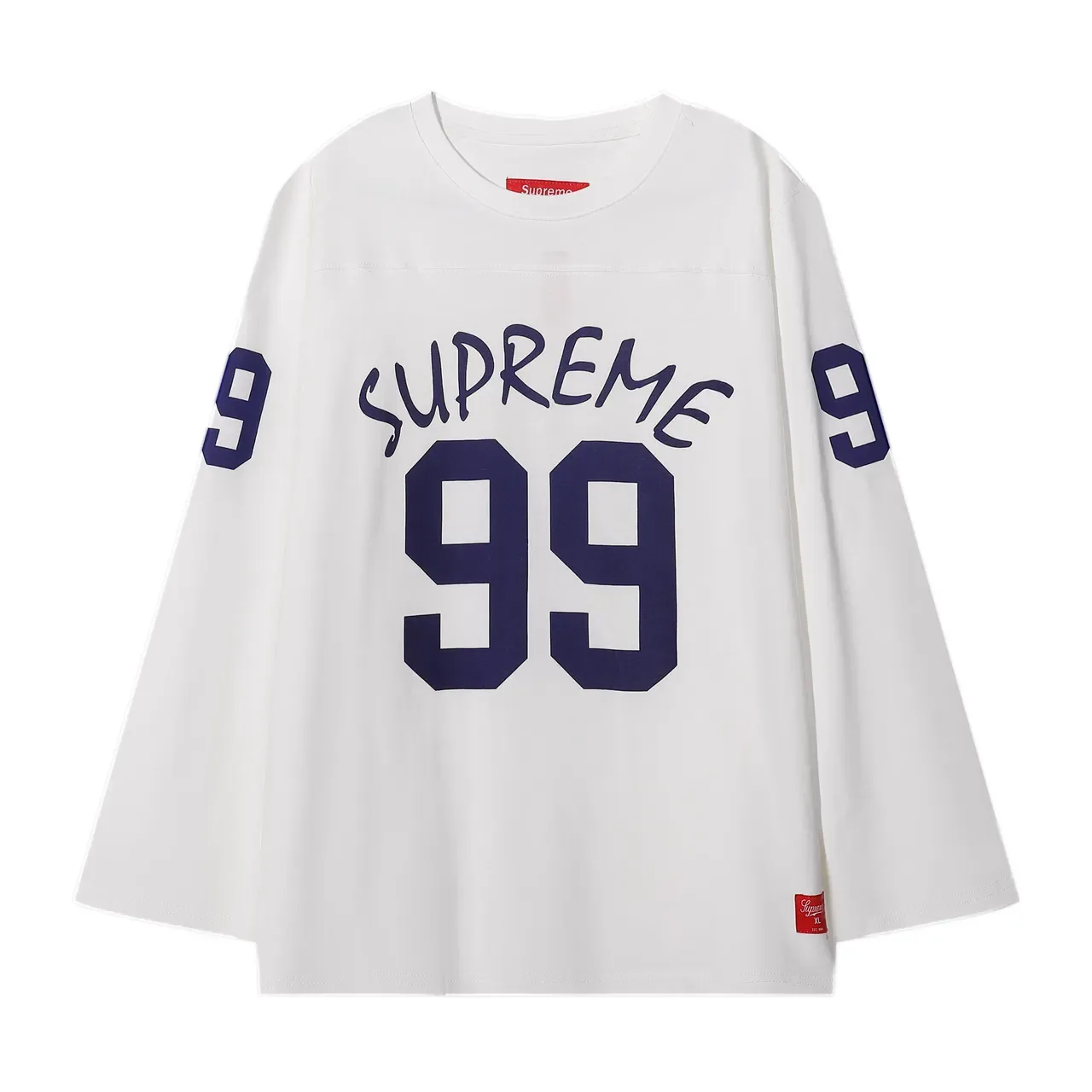 Supreme 99 Jersey de manga comprida gola redonda branco marinho 5