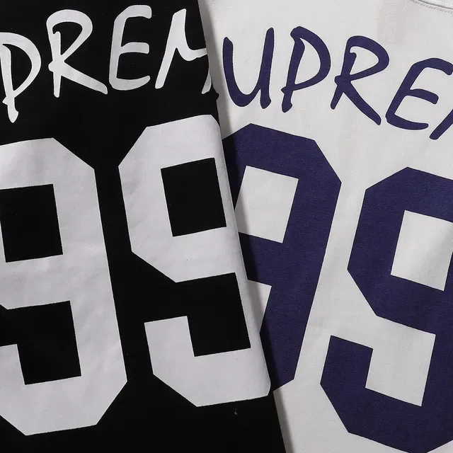 Supreme 99 Jersey de manga comprida gola redonda branco marinho 7