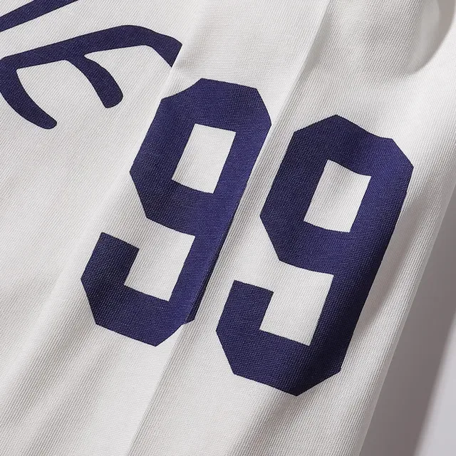 Supreme 99 Jersey de manga comprida gola redonda branco marinho 8